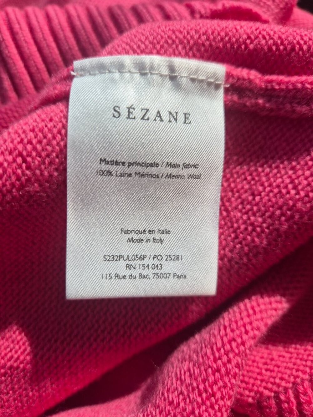 [Sezane] Bastien Jumper in Candy Pink, Size M, 100% Merino Wool, Italy - Picture 10 of 11